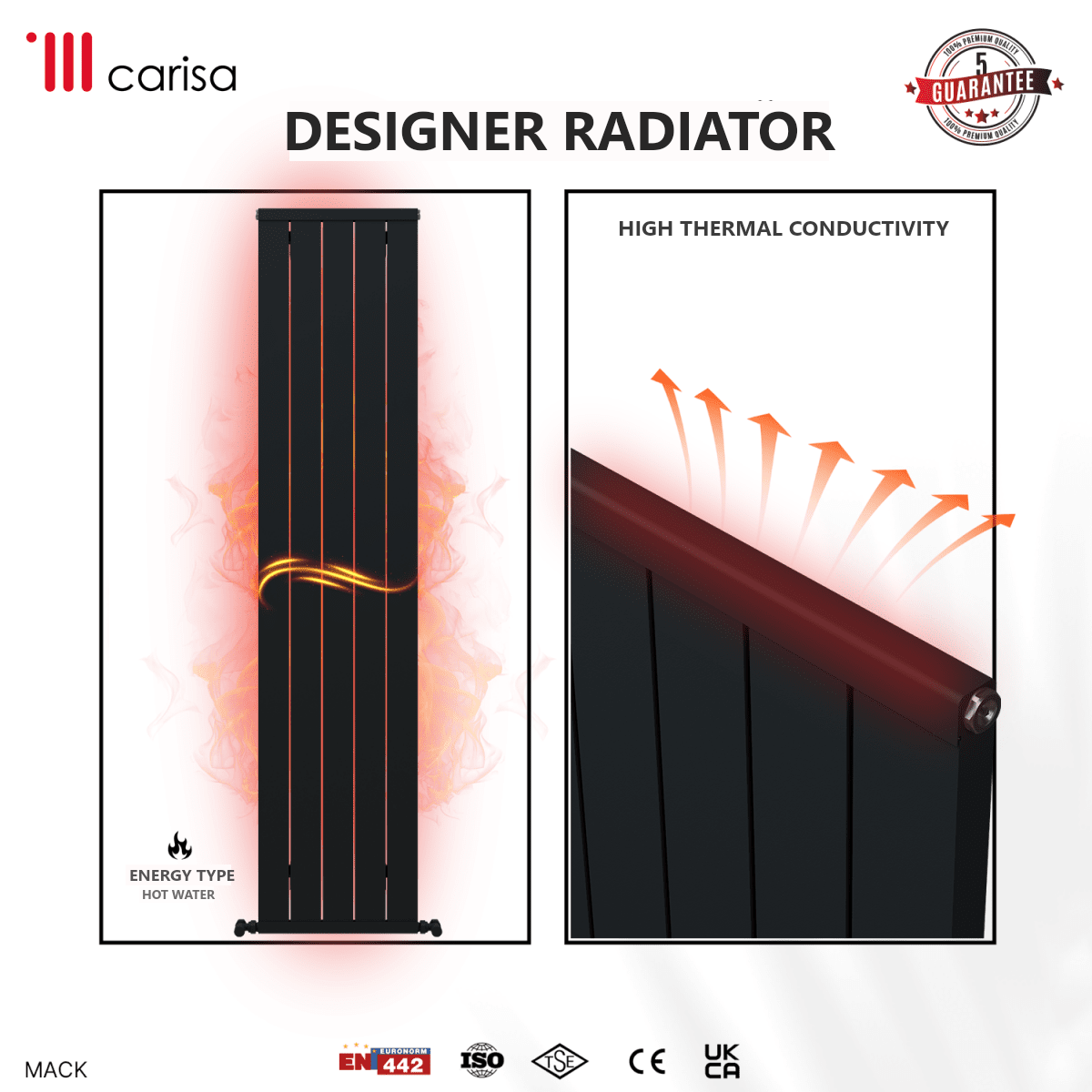 Carisa Mack Aluminium Designer Radiator – Anthracite, features