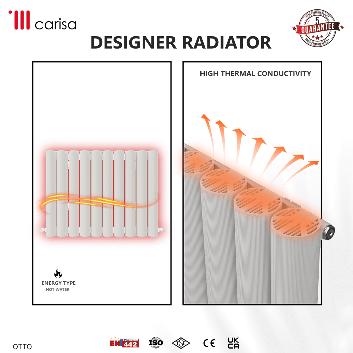 Carisa Otto Aluminium Designer Radiator – White, features