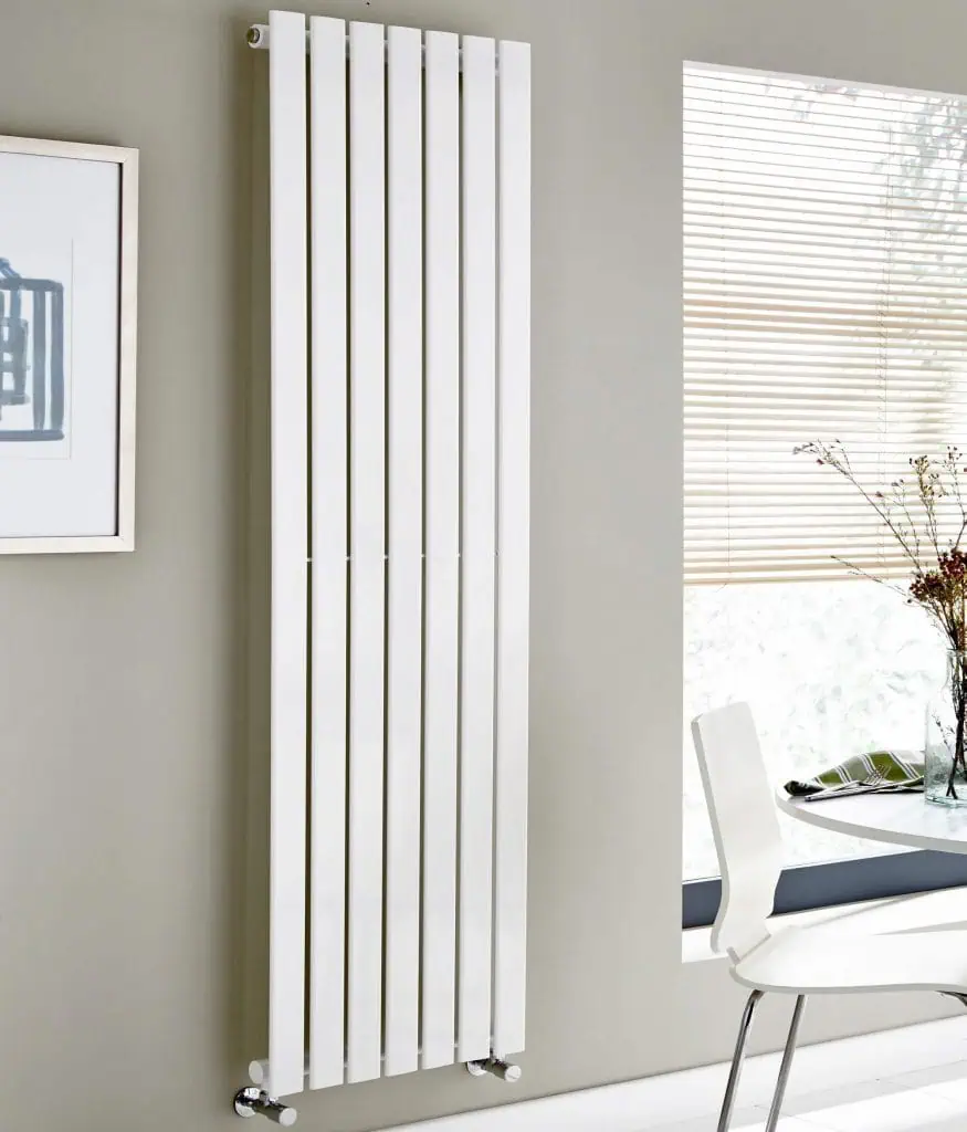 Carisa Aluminium Radiators Modern vertical white radiator in a contemporary home interior.