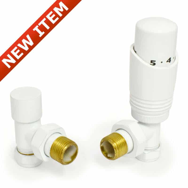 Delta Angled TRV White Thermostatic Radiator Valve | Poshrads