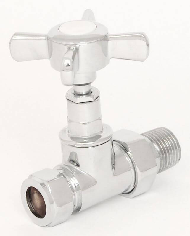 Westminster Cross-head Rad Valves Straight Chrome (pair) - Poshrads