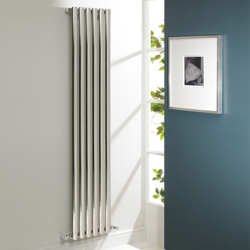 Aspen Vertical Single Designer Radiator in Stainless Steel