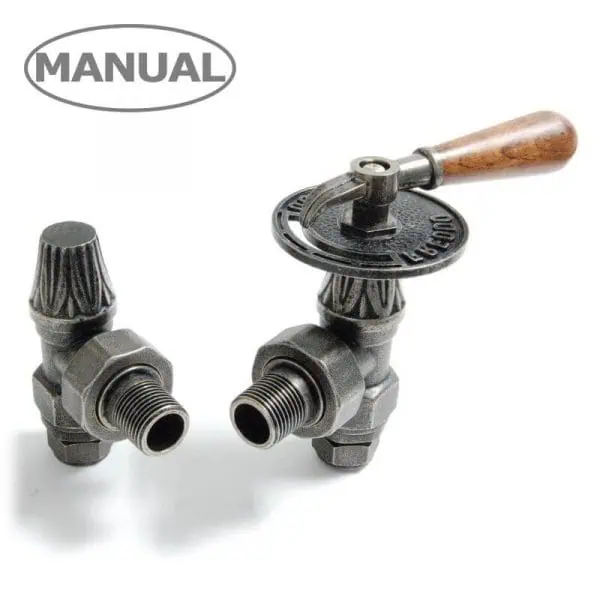 Manual valve with threaded fittings for plumbing and heating systems.