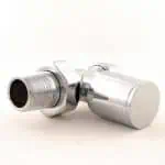 Chrome thermostat valve for radiator, high-quality heating control component.