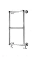 Shower towel radiator chrome finish for bathroom heating and drying towels.
