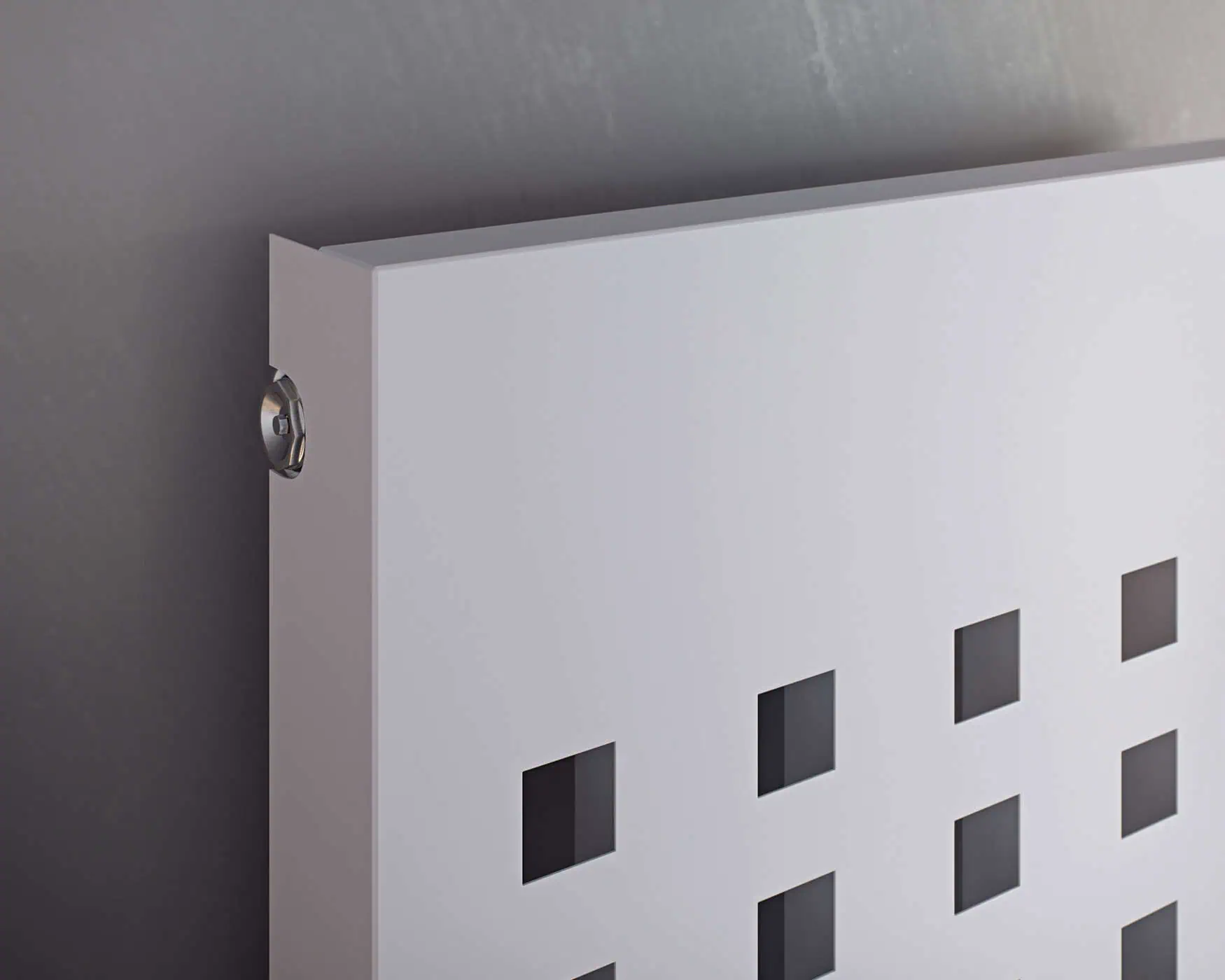 Buco-Plan-Detail-White-1 High-quality white radiator with square vent design for modern heating solutions.