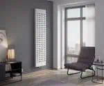 Modern heater radiator in interior living room decor.