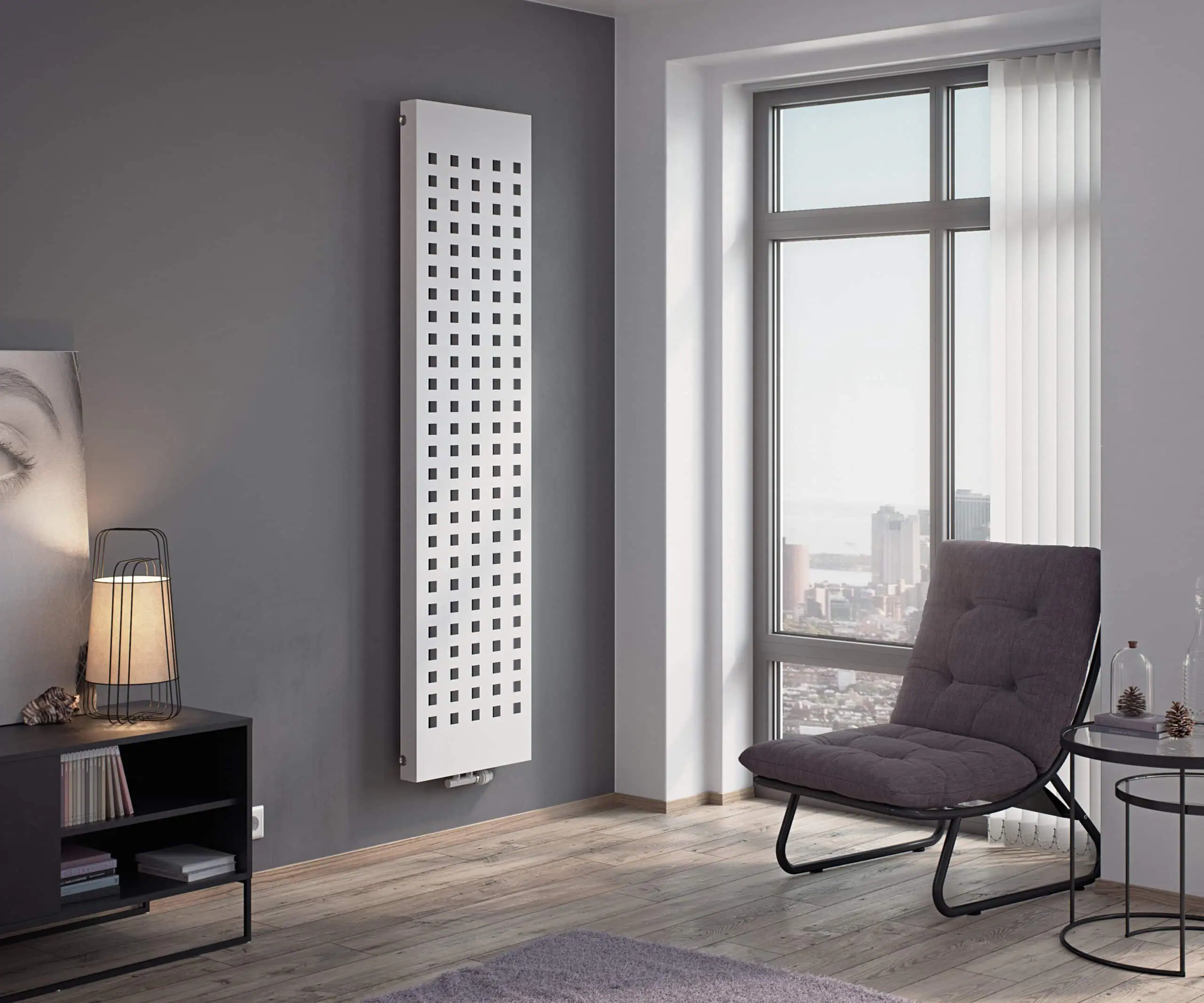 Buco-Plan-scaled-2.jpg Modern heater radiator in interior living room decor.