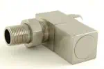 Precision industrial sensor with metal casing for automation applications.