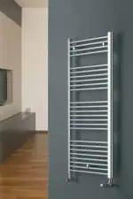 Warm towel radiator, modern heating solution for bathrooms and kitchens.