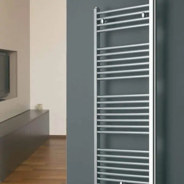 Warm towel radiator, modern heating solution for bathrooms and kitchens.