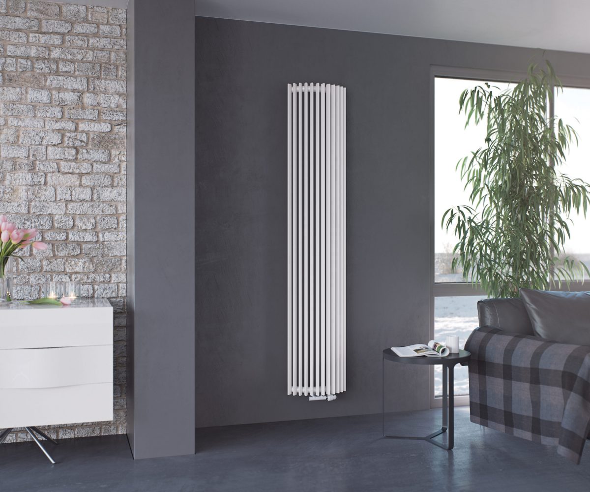 Corus W Single Vertical Designer Radiator, Supplies with Central Connection (WHITE)