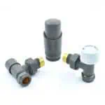 Flexible PEX pipe fittings for plumbing installations.