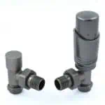 Metal radiator valves set for heating system installation, durable and reliable.