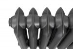 Black rubber garden hose nozzle with adjustable spray settings.