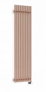 Modern copper vertical radiator for heating and decor purposes.