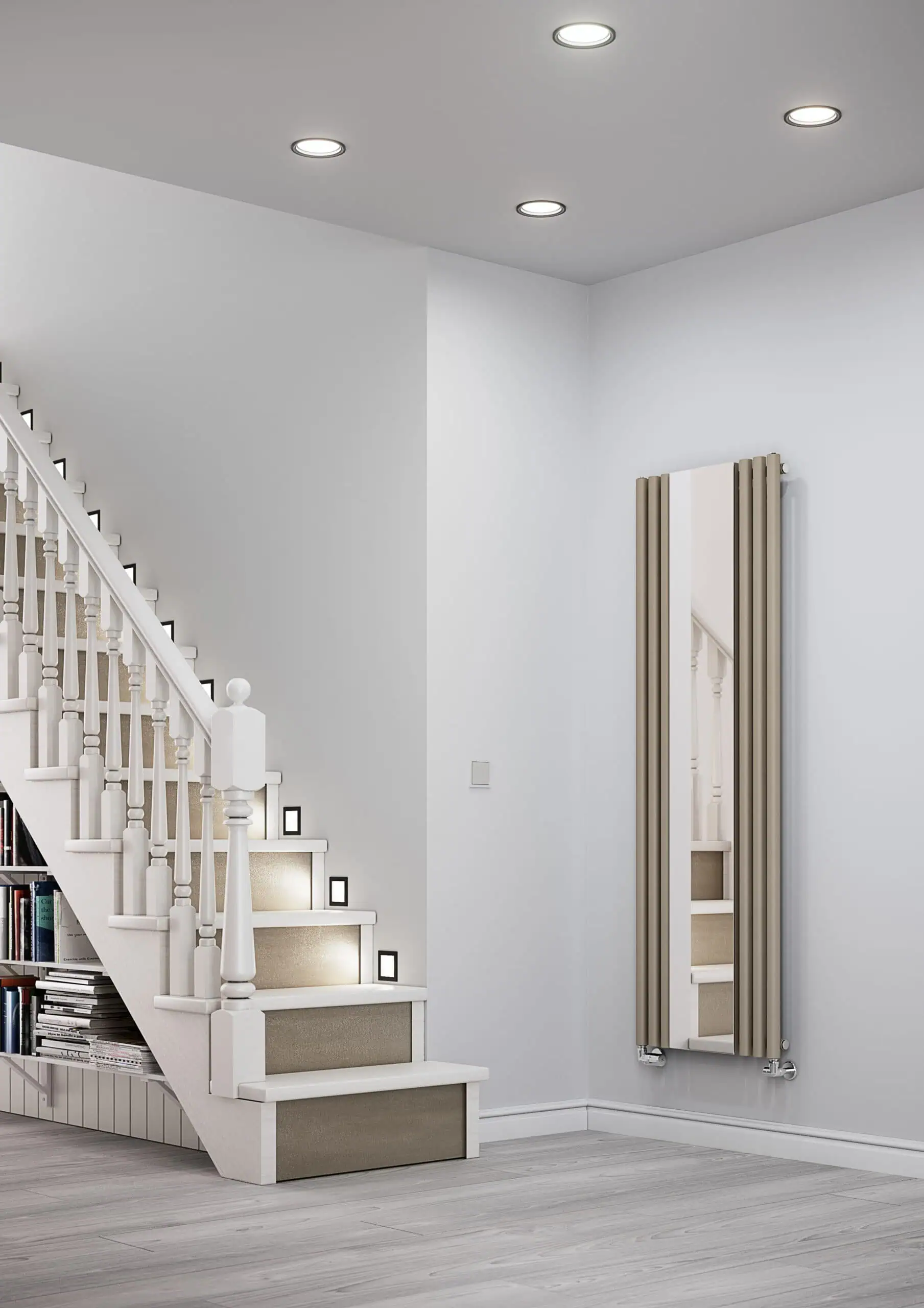 EAN-5901804744082-Mirror-Radiator-ROLO_Mirro_1800_590_quartz-lifestyle-scaled-2.jpg Elegant modern staircase with lighting, perfect for stylish home interiors.