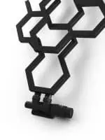 Hexagon-shaped LED wall light with modern black design. Perfect for contemporary home or office lighting solutions.