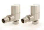 1. Brass radiator valve with screw fittings for heating system.