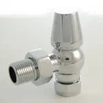 Shut-off valve with chrome finish for plumbing and radiator systems.