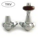 BRASS TRV valve with wooden handle, high-quality plumbing component for hot water systems.