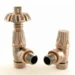 Flexible copper radiator valves for heating systems, perfect for home or office installations.