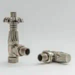 Bronze radiator valves with a modern design for efficient heating system control.