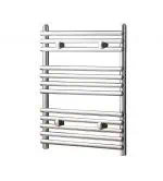 Polished chrome towel radiator, modern heated towel rail for bathrooms and kitchens.