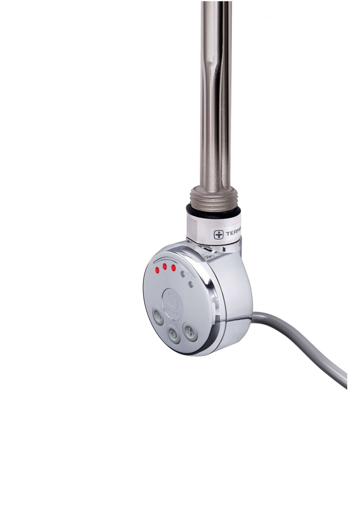 Terma MEG Thermostatic Heating Element – Chrome with Grey Cable