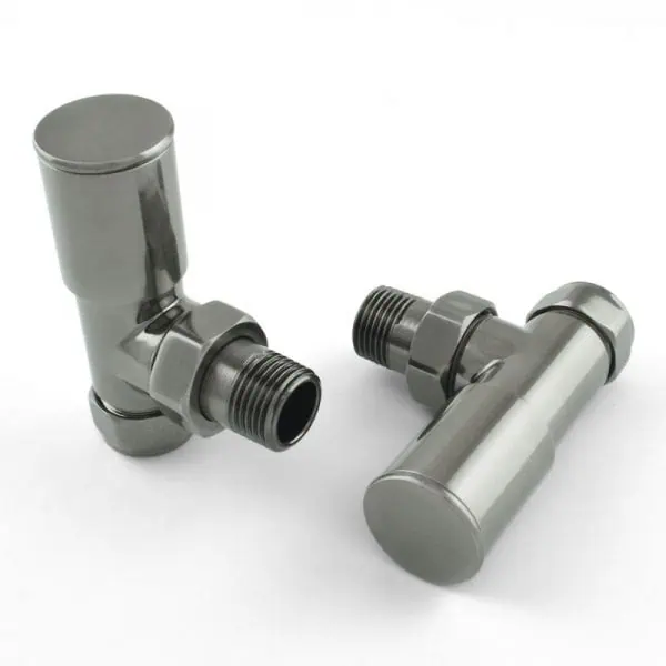 Shower valve trim set in polished chrome finish for modern bathroom decor.