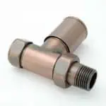 T-shaped metal fitting for industrial piping and plumbing systems.