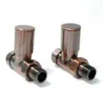 Copper pipe fittings, elbow connectors for plumbing and HVAC systems.