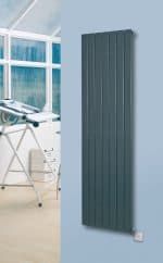 Modern black vertical radiator for home heating - Poshrads.