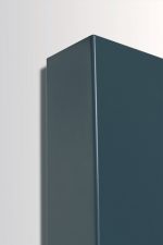 Modern gray storage cabinet for office organization and space efficiency.