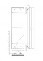 Heavy-duty industrial sliding door technical drawing with precise measurements.