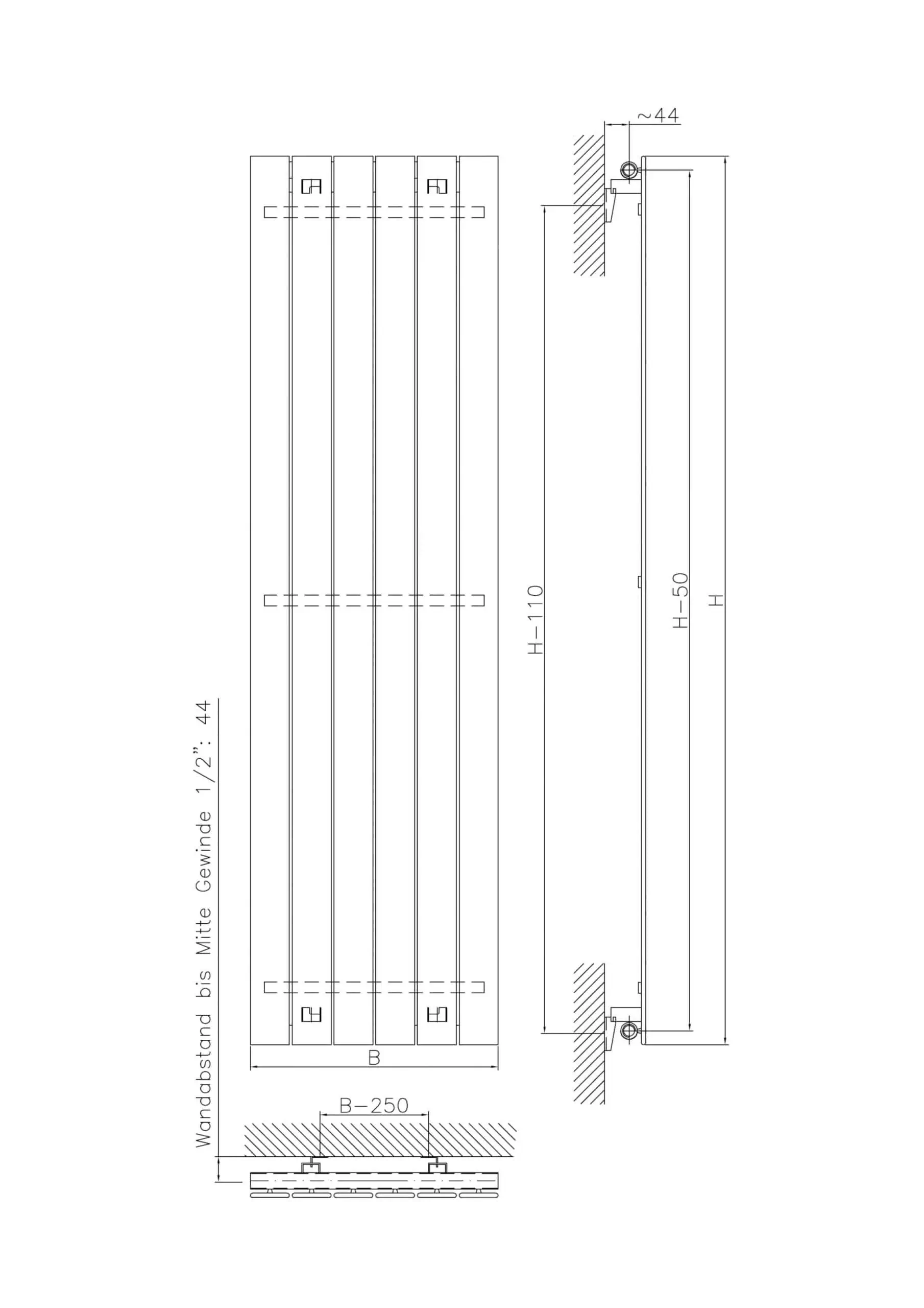 Mars-Vertical-Drawing-1-scaled-2.jpg Adjustable radiator mounting bracket for secure wall installation.