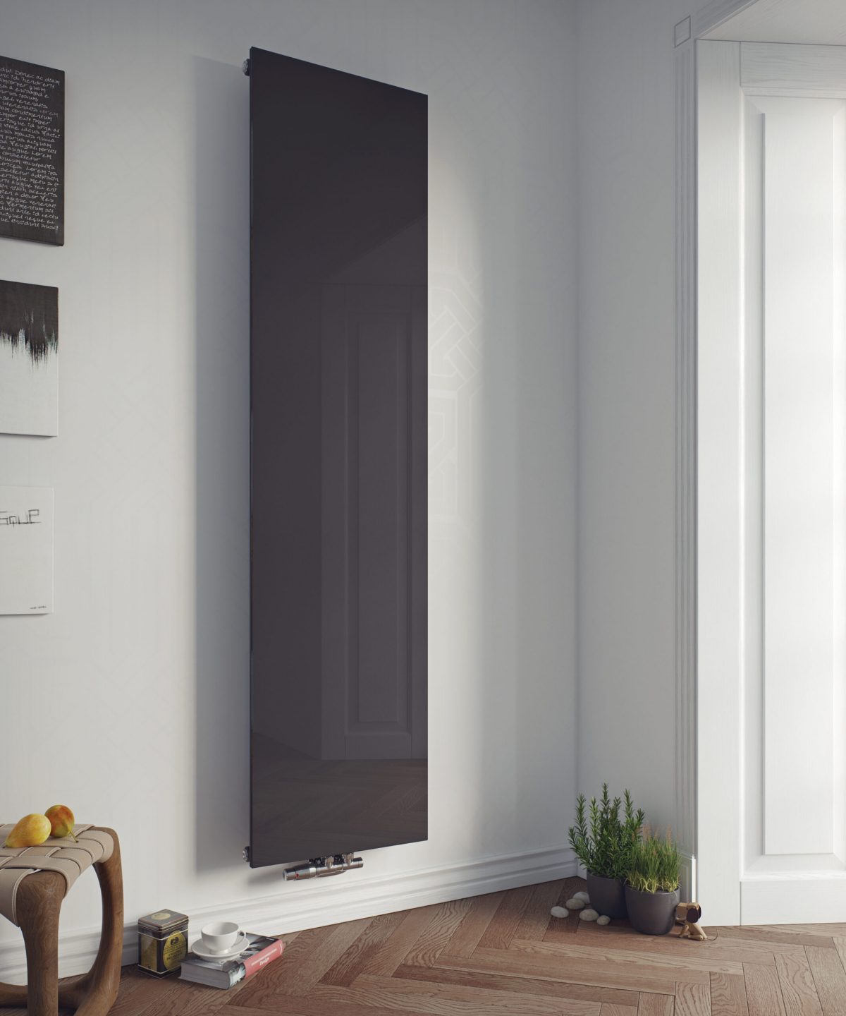 Mars Vitro Eco Single Vertical Designer Radiator Glass with Central Connection