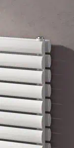 White horizontal blinds for window styling and light control.