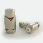 Anti-heat radiator valve thermostatic with chrome finish for central heating systems.