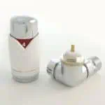 Adjustable radiator valve thermostatic head for central heating control.