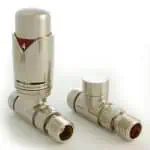 Shut-off valve with brass fittings, ideal for plumbing and heating systems.