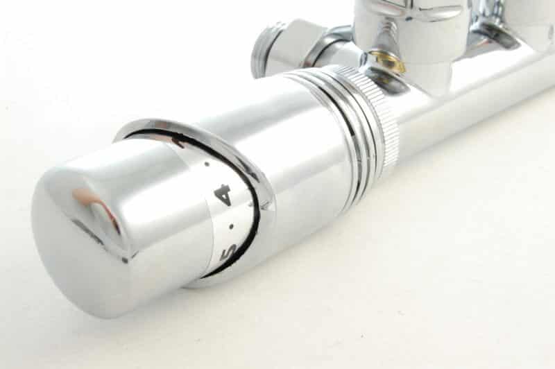 Realm Twin Angled Thermostatic Radiator Valve in Chrome