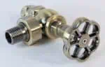 Precision industrial valve with brass and stainless steel components for plumbing and mechanical systems.
