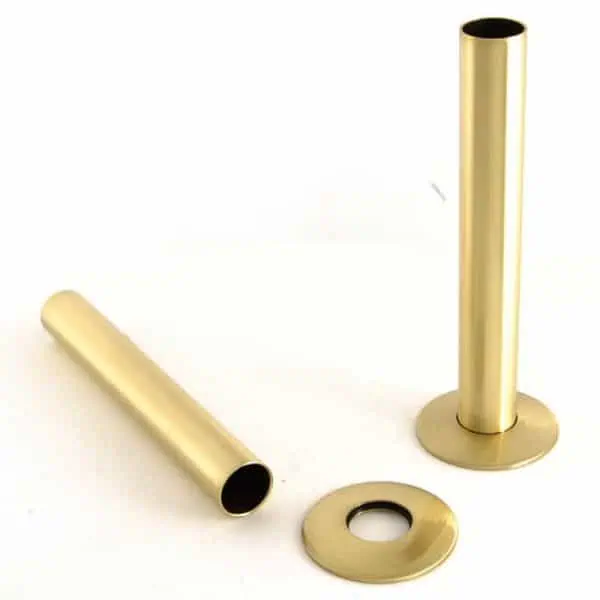 Gold door hardware standoff with base and cover plate, modern door accessory, door hardware fixture.