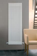 Modern white vertical radiator for heating and design.