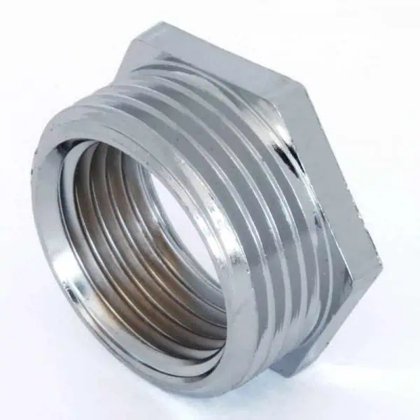 Heavy-duty stainless steel pipe fitting for industrial plumbing and HVAC systems.