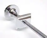 Shower door handle chrome finish, bathroom hardware, modern design.