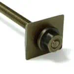 Flexible metal conduit with mounting plate for electrical wiring protection.