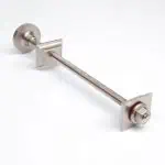 Stainless steel door latch mechanism for secure fastening and easy installation.