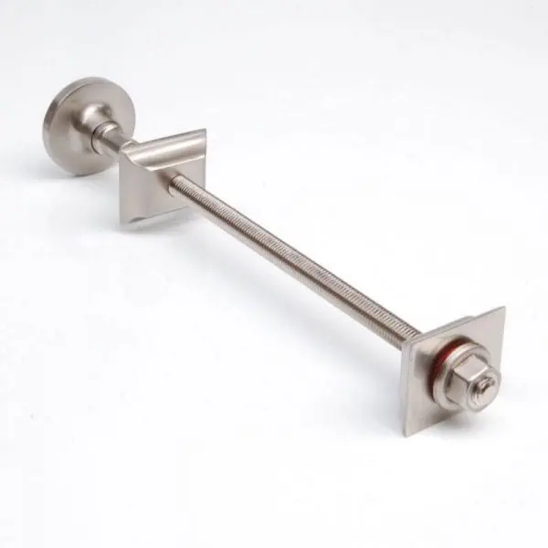 Stainless steel door latch mechanism for secure fastening and easy installation.